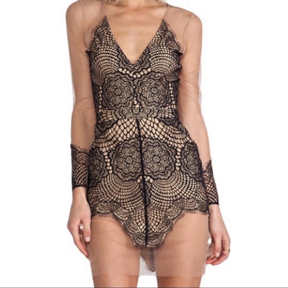 For Love and Lemons Sheer Black Lace Dress